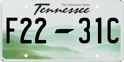 TN license plate F2231C