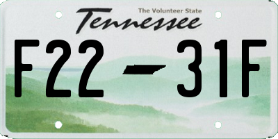 TN license plate F2231F