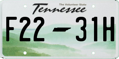 TN license plate F2231H
