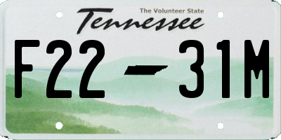 TN license plate F2231M