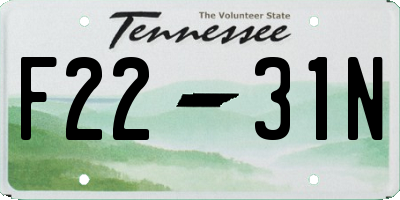 TN license plate F2231N