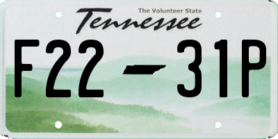 TN license plate F2231P