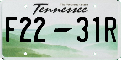 TN license plate F2231R