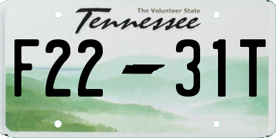 TN license plate F2231T