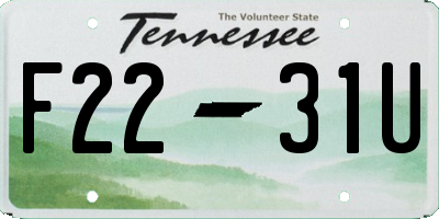 TN license plate F2231U