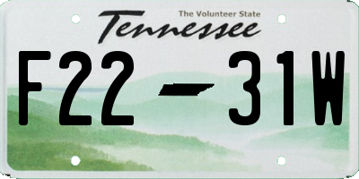 TN license plate F2231W