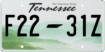 TN license plate F2231Z