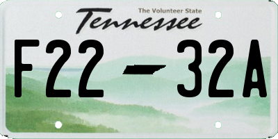 TN license plate F2232A
