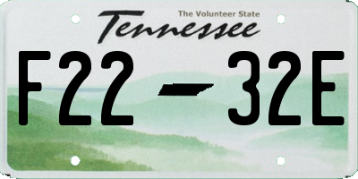 TN license plate F2232E