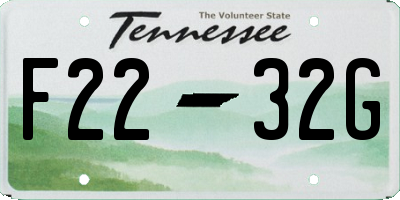 TN license plate F2232G
