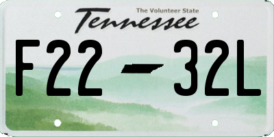 TN license plate F2232L
