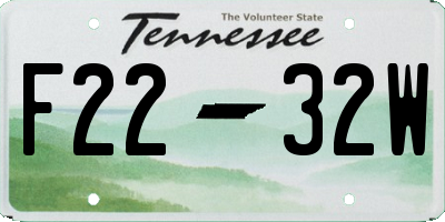 TN license plate F2232W