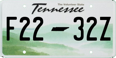 TN license plate F2232Z