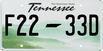 TN license plate F2233D