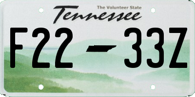 TN license plate F2233Z