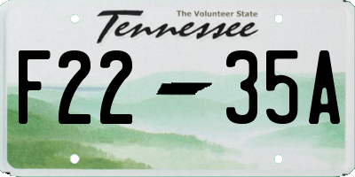 TN license plate F2235A