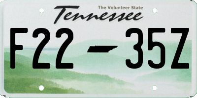 TN license plate F2235Z