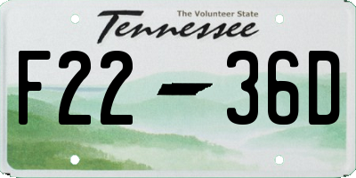 TN license plate F2236D