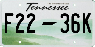 TN license plate F2236K