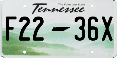 TN license plate F2236X