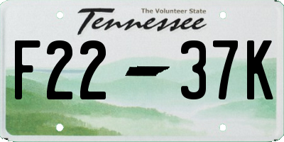 TN license plate F2237K
