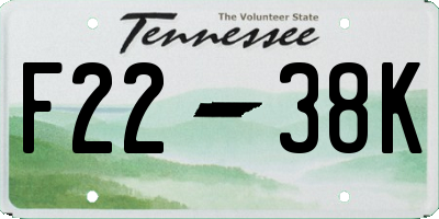 TN license plate F2238K