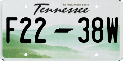 TN license plate F2238W