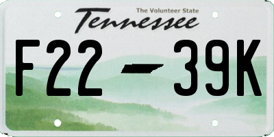TN license plate F2239K