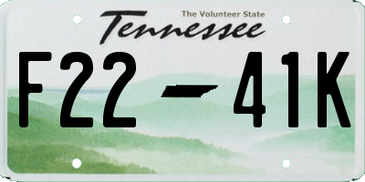 TN license plate F2241K