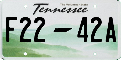 TN license plate F2242A