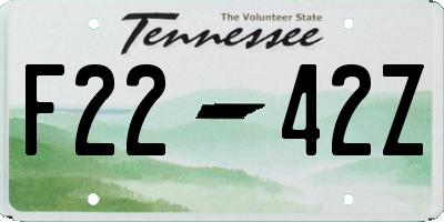 TN license plate F2242Z