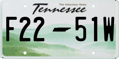 TN license plate F2251W