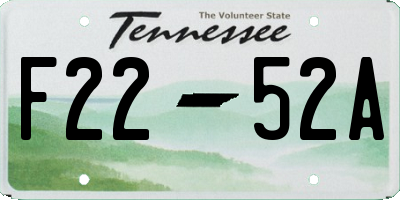 TN license plate F2252A