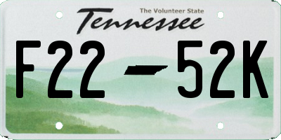 TN license plate F2252K