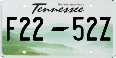 TN license plate F2252Z