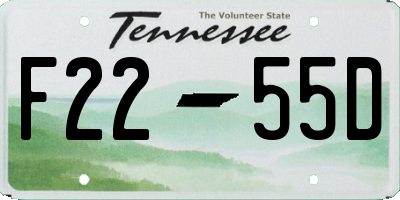 TN license plate F2255D