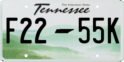 TN license plate F2255K