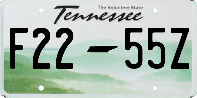 TN license plate F2255Z