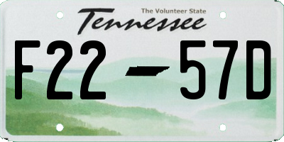 TN license plate F2257D