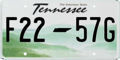 TN license plate F2257G