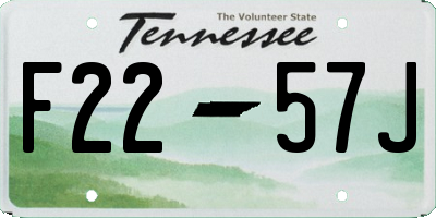 TN license plate F2257J