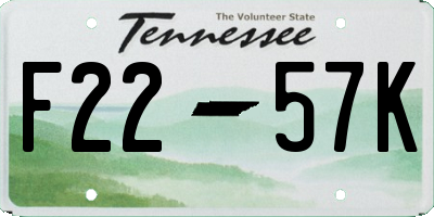 TN license plate F2257K