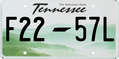 TN license plate F2257L
