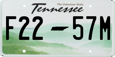 TN license plate F2257M