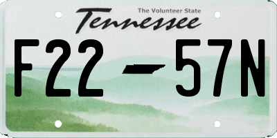 TN license plate F2257N