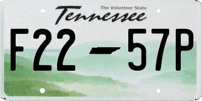 TN license plate F2257P