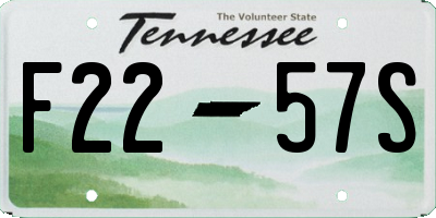 TN license plate F2257S
