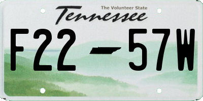 TN license plate F2257W