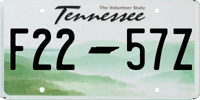 TN license plate F2257Z