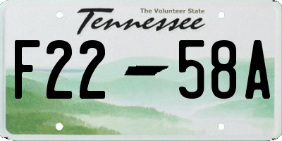 TN license plate F2258A